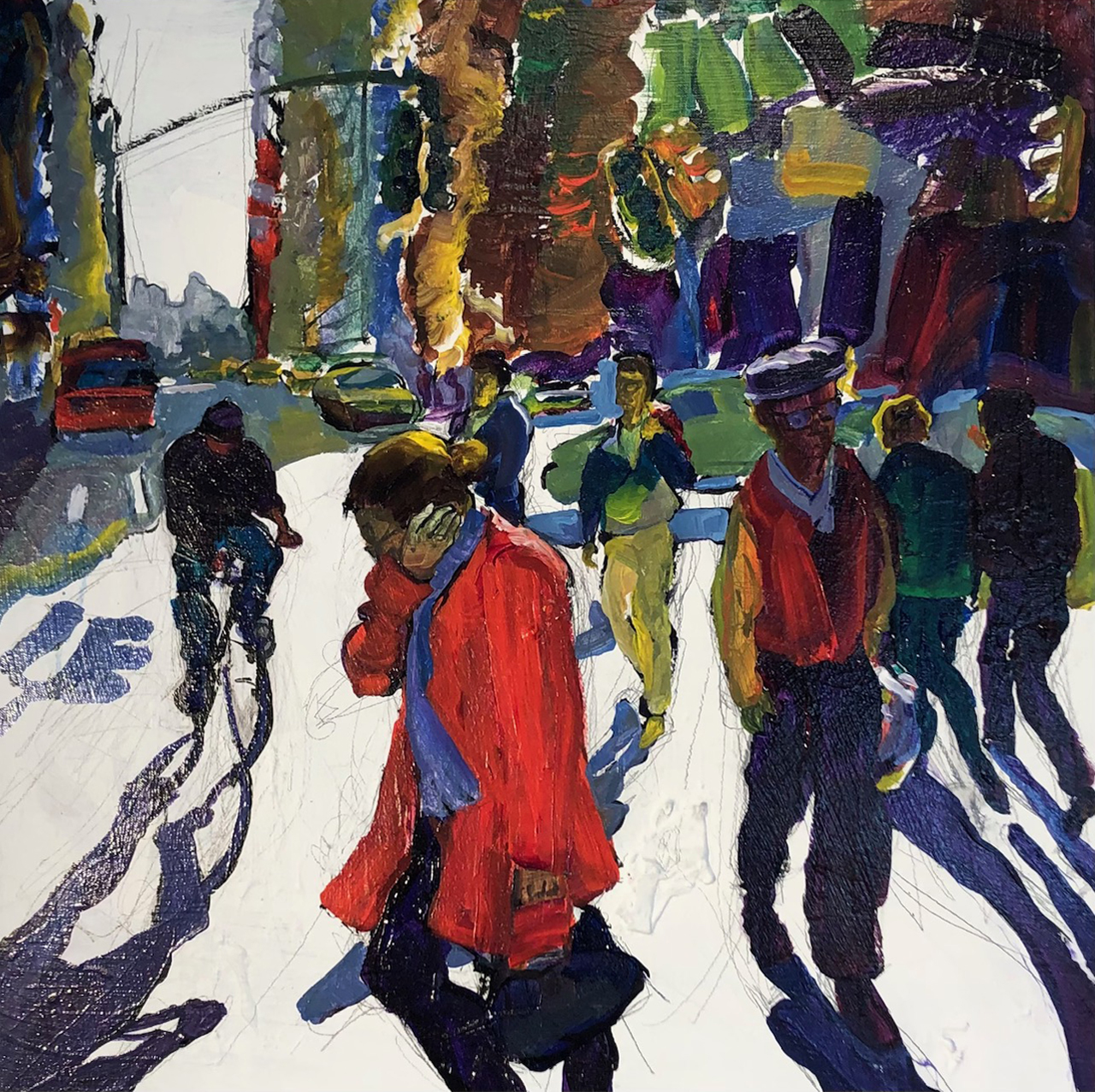 Woman in Red Coat 30 x 40